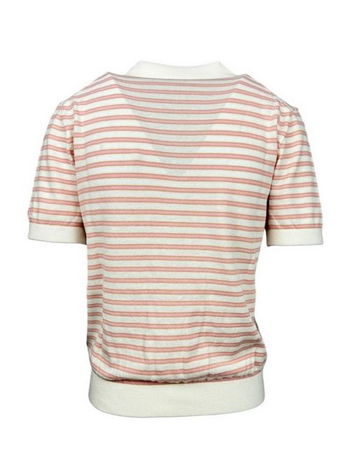 pink and white striped women's polo shirt MC2 Saint Barth | EVONNE-STRIPES TINY1021